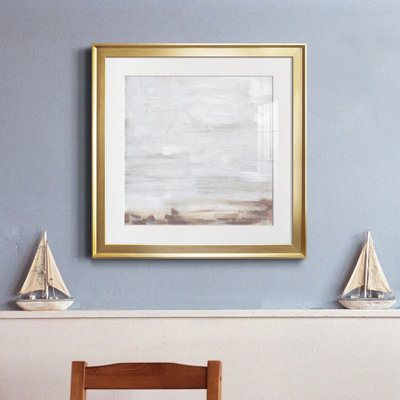 Neutral Breakers II - Matted and Framed Under Acrylic Glass, Large Living Room Wall Art