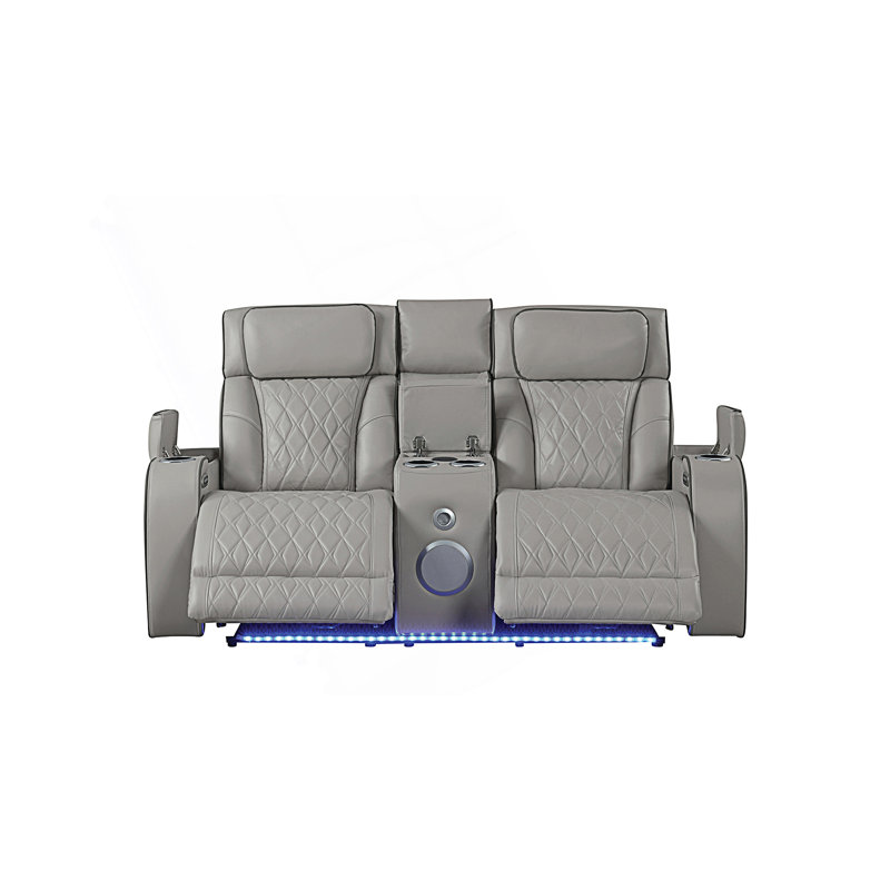 Causeuse inclinable en similicuir de style moderne avec massage, éclairage DEL et rangement