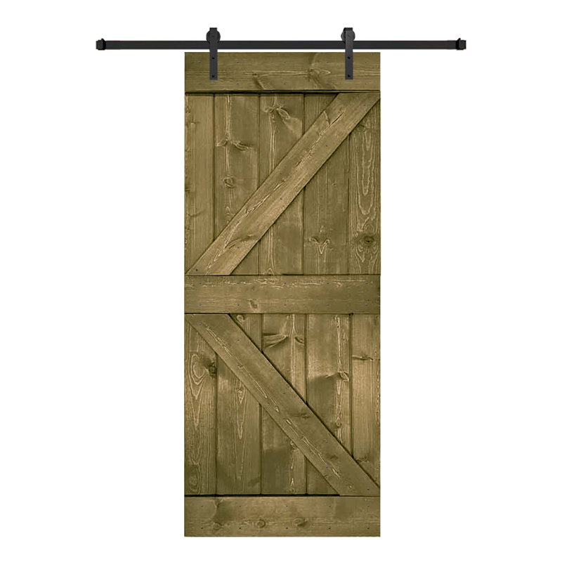 Porte de grange en bois massif DIY 3 en 1 pour chambres, espaces de rangement, placards, 30 po x 84 po, Tonneau vieilli