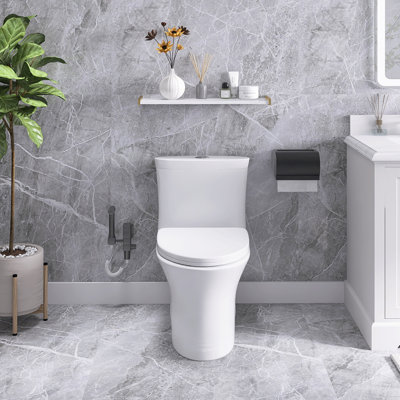 12 Inch One Piece 1.6/1.1 GPF Dual Flush Elongated Toilet In White Seat Included -  Kiddie Furniture, CZLDTO0828W