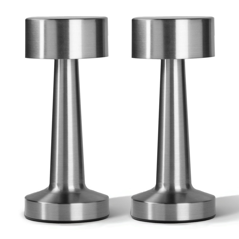 Bell + Howell Chelsea Table Lamp 2 Pack Led Rechargeable, Silver