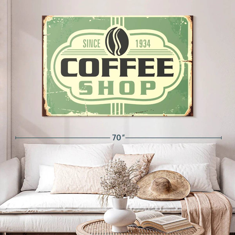 Plaque murale logo café, H 34 po x l 51 po