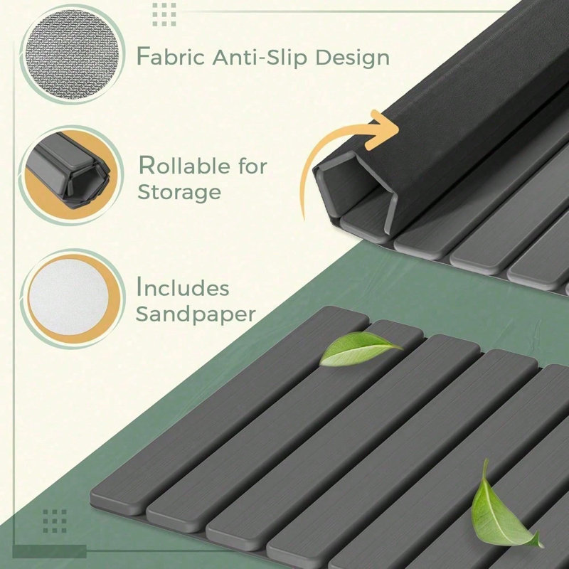 Tapis de salle de bain antidérapant pliable en terre de diatomées, tapis de salle de bain très absorbant, facile à nettoyer et à installer