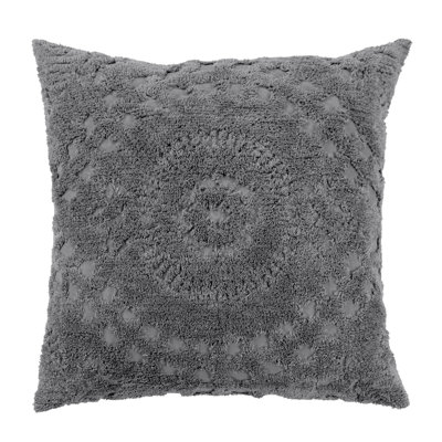 Taie décorative 100% coton en chenille de Rio Collection, conception en médaillon, housse de coussin décorative douce et respirante, certifié OEKO-TEX, lavable à la machine, toutes saisons, 26 po x 26 po, gris