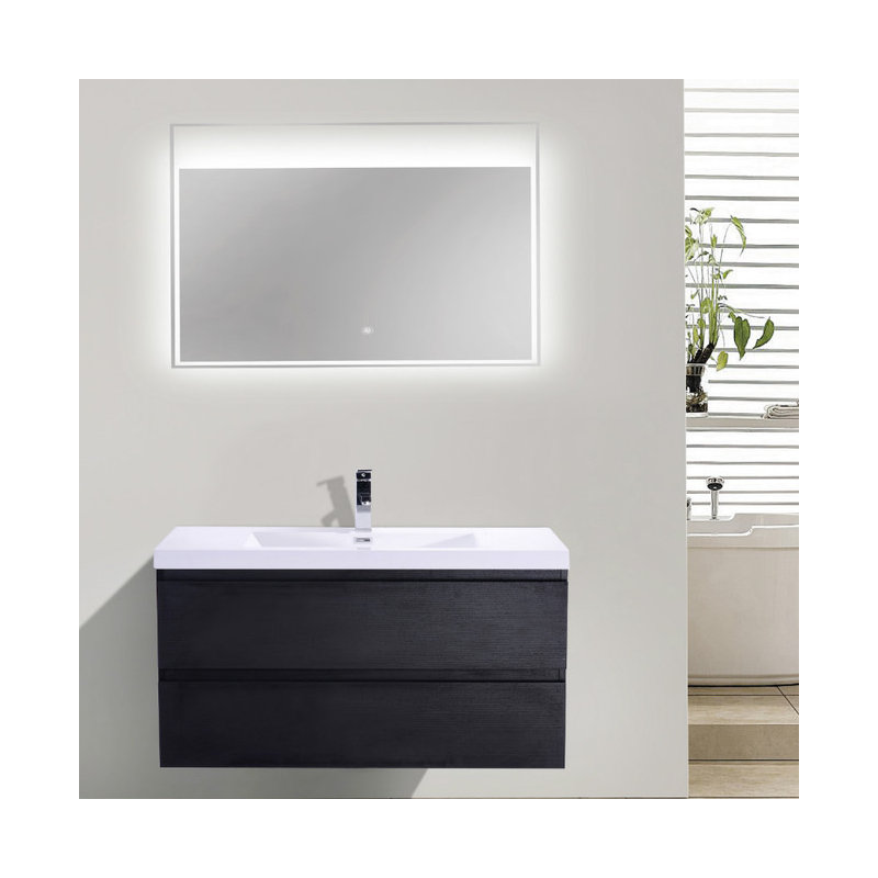 Curly 41.75'' Single Bathroom Vanity with Acrylic Top, Black