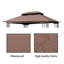 13X10 Ft Patio Double Roof Gazebo Replacement Canopy Top Fabric,Brown-123826985