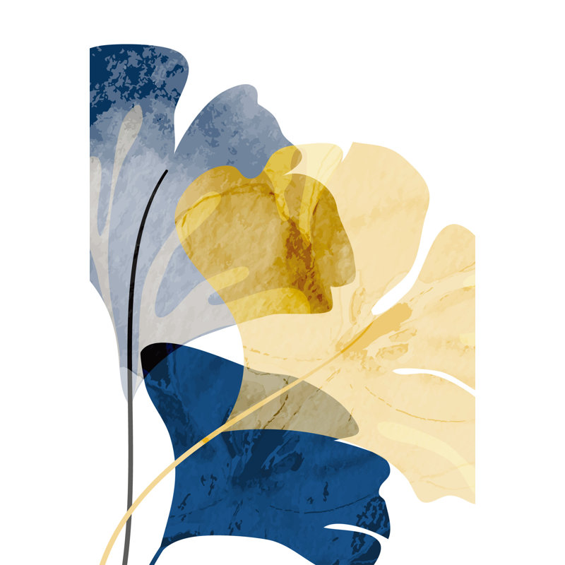 «Golden and Blue Elegance», art mural tendu sur toile, H 16 po x l 12 po x P 1 po