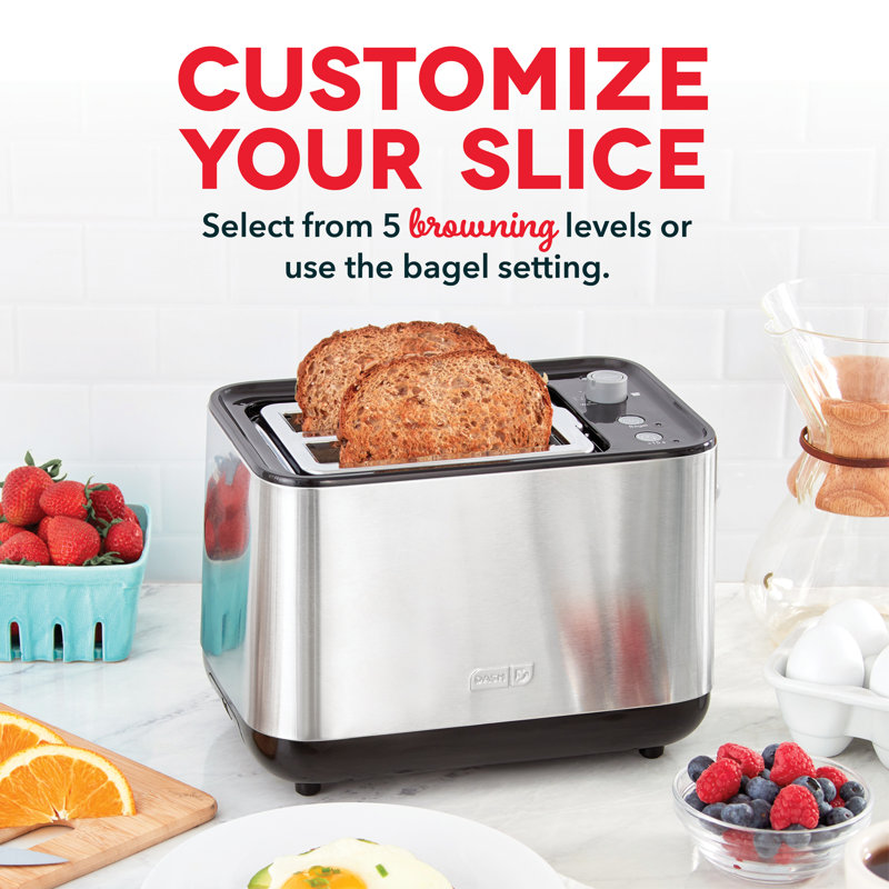 Stainless Steel 2-Slice Long Slot Toaster with Crumb Tray