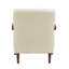 Fauteuil d'appoint en cuir beige, rembourrage en mousse, accoudoirs en noyer, bois massif avec finition-1891280285