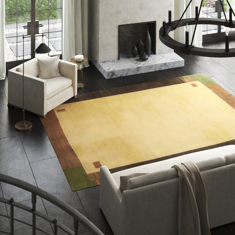 Custom Wool Area Rug in Beige/Brown/Green