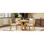 Structure rétro 5 pièces, 1 table extensible et 4 chaises rembourrées, aspect bois naturel, capacité de charge élevée, conception ergonomique avec placage de chêne rond assorti, structure
