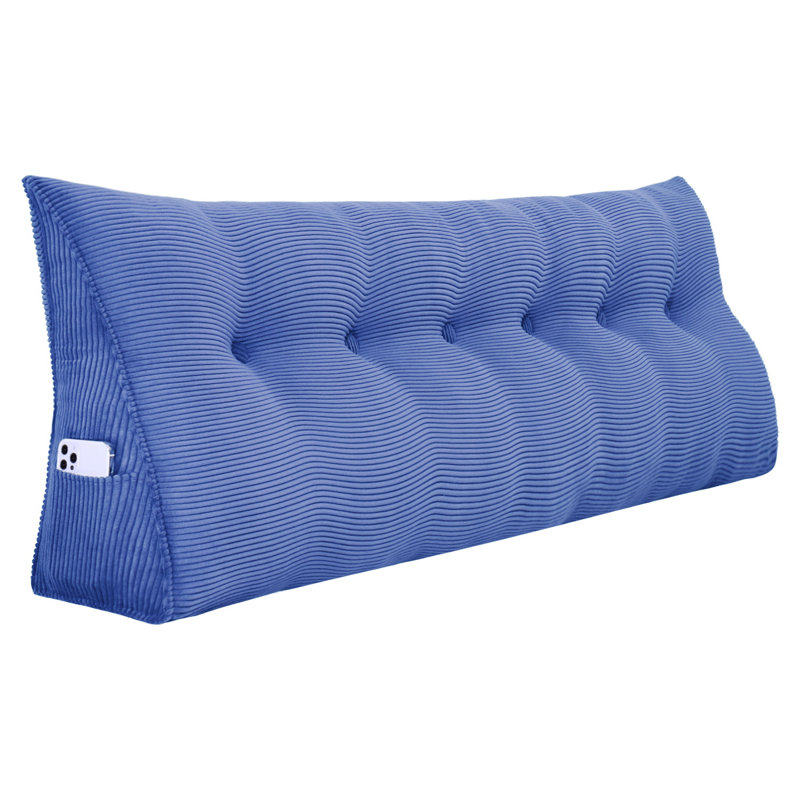 Sit-up Back Comfort 100% Cotton Corduroy Backrest Bed Back Support Headboard Wedge Reading Pillow Compression, King