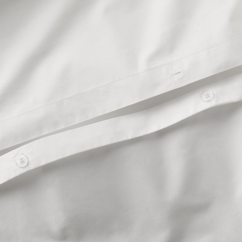 Emrik Brushed Organic Cotton Percale Duvet Cover Set, White, Full / Queen Duvet Cover + 2 Pillow Shams