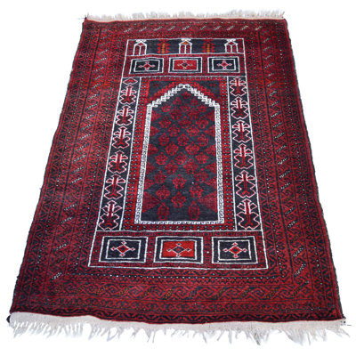 Tapis oriental noué à la main de milieu du 20e siècle - 2 pi 10 po x 4 pi 7 po