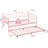 Twin Size Metal Daybed Frame with Trundle, Heart Design Noise Free Platform Sofa Bed with Heavy Duty Steel Slats Support for Bedroom Living Room, Easy Assembly & Space-Saving, Pink