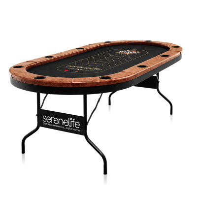 Table de jeu de poker / casino pliable et portable SereneLife avec rail rembourré, 10 joueurs 