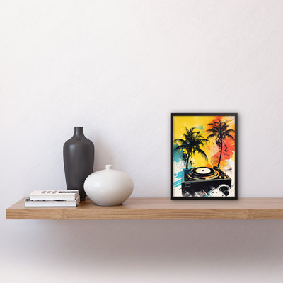 Music Under Palm Trees Tropical Beach Party - Single Picture Frame Print