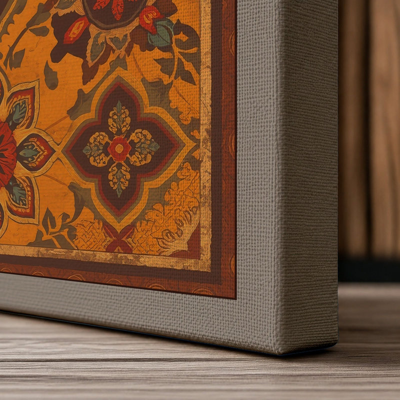 Ornate Eastern Tapestry Eclectic - Wrapped Canvas, 18x12 - 45.7 x 30.5 cm, Taupe Border