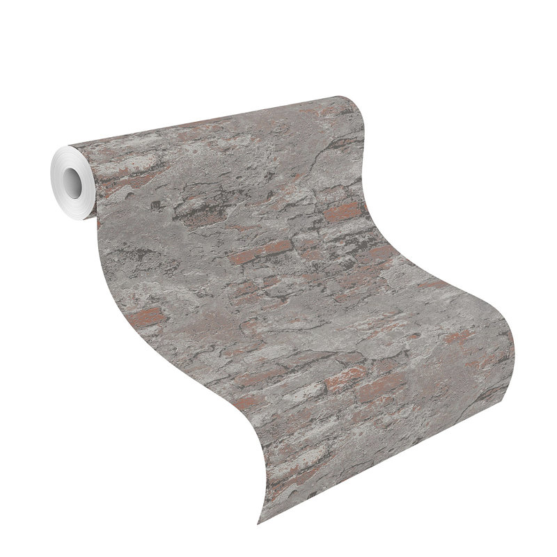 Rouleau de papier peint brique patinée L 33 pi x l 20,5 po Crossover, Gris