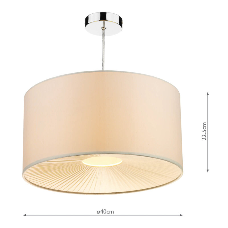 22.5cm H Faux Silk Drum Pendant Shade ( Screw On ) in Cream