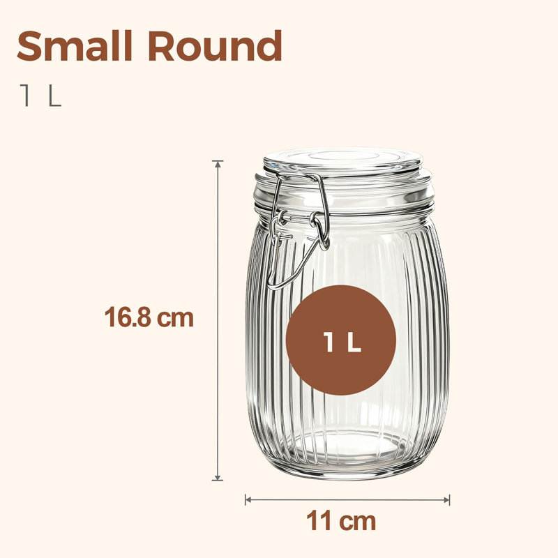 Glass Jar - Set of 3, 1000ml