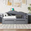 Lit de jour simple avec dossier en forme de nuage, lit gigogne 2 tiroirs et ports USB, gris-1629157177