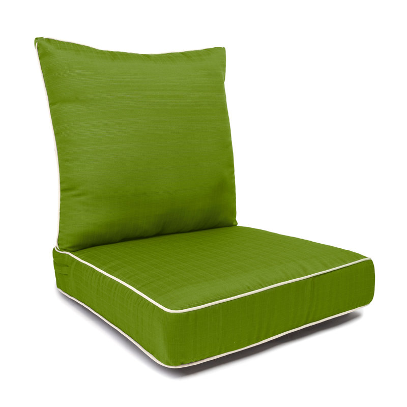 Coussin de siège à cordon avec fermeture à glissière et coussin de dossier à cordon, rembourrage en polyester blanc., Kiwi