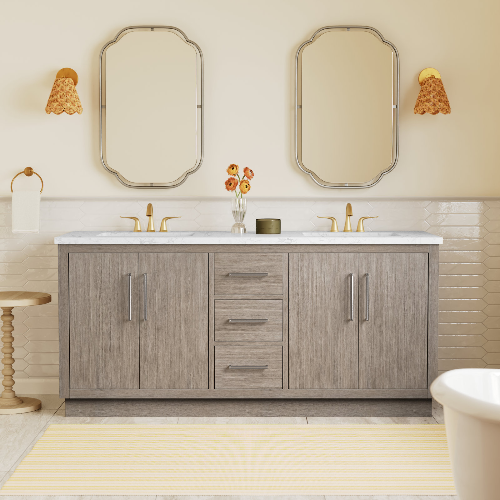 Kamila 72'' Double Bathroom Vanity, Chrome