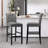 Full Back Bar Height Button Tufting Fabric Upholstered Bar Stools-642844954