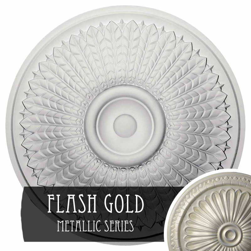 Médaillon de plafond Endurathane Modena, diamètre extérieur 23 1/2 po x P 3 1/2 po (convient aux auvents jusqu'à 5 1/4 po), finition or Flash peinte à la main