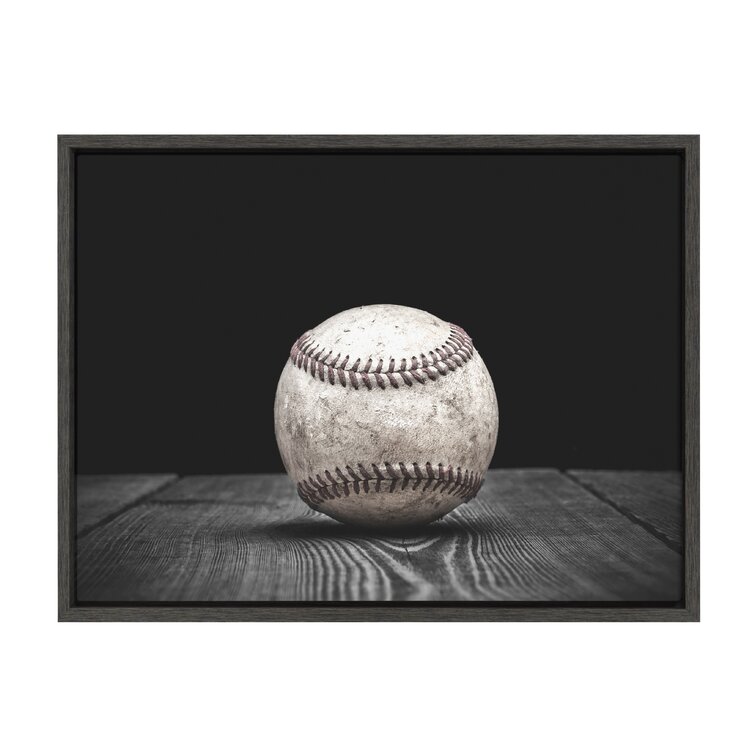'Vintage Baseball on Black' by Shawn St.Peter- Floater Frame Photograph Print on Canvas