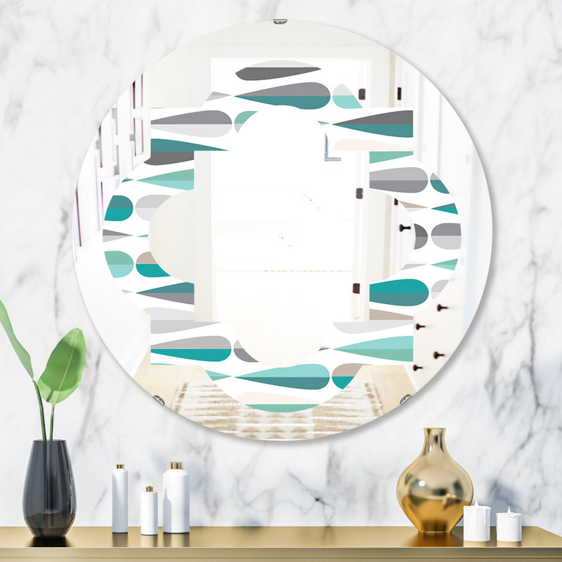 Miroir mural sans cadre Quatrefoil, H 31,5 po x l po, Gouttes abstraites quadrilobe