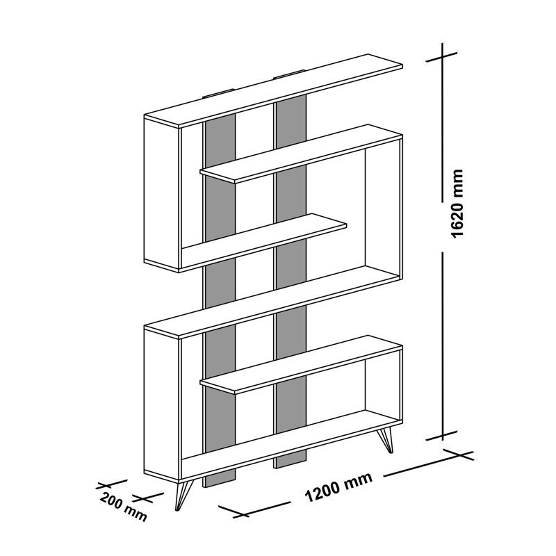 Bibliothèque géométrique Kelbe H 64 "x l 47", Blanc