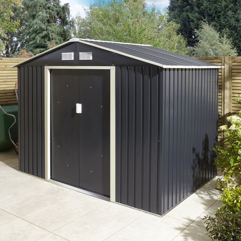 Rowlinson Trentvale 8x6 Metal Apex Shed, Dark Grey