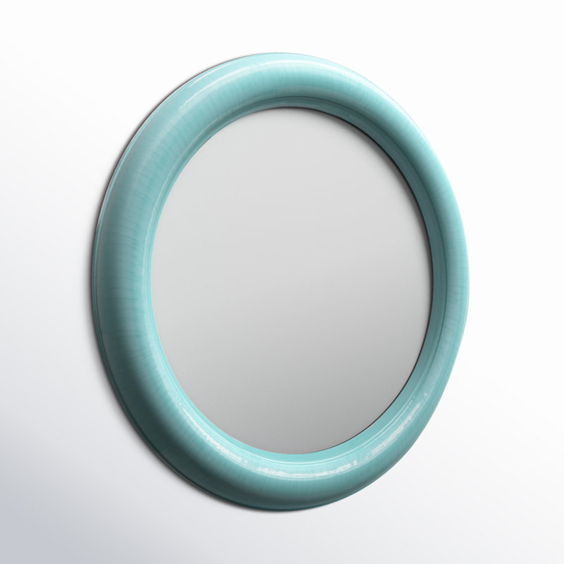 Modern Round Metal Mirror with Sleek Iron Frame and Contemporary Decorative Design for Stylish Accent Decor., Turquoise