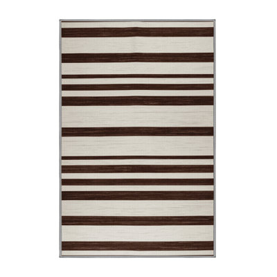 Machine Washable Horizontal Stripes Grey Area Rug