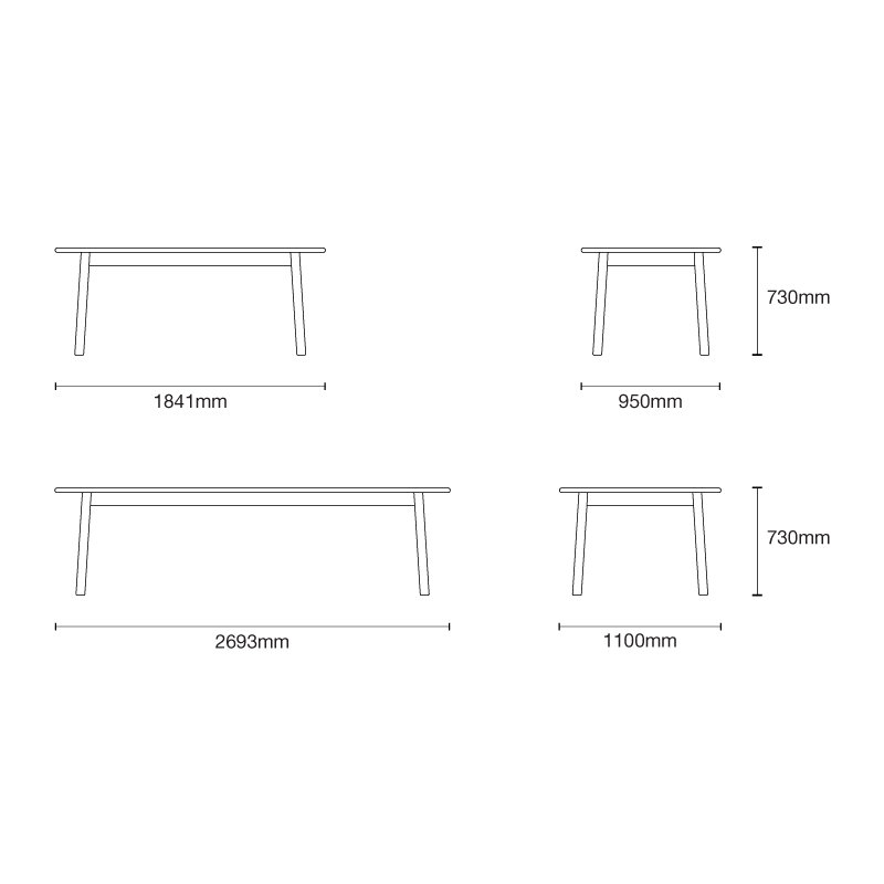 Tanso Outdoor Teak Dining Table, 28.74" H x 43.31" W x 106.30" L