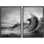 «Faded Green and Gray Wave Landscape Abstract Shapes», 2 pièces sur toile-99015662-99015663