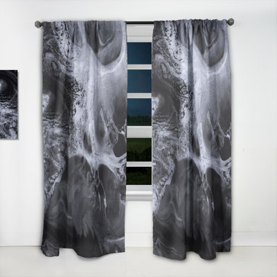 Paire de rideaux semi-transparents avec passe-tringle Marble Waves