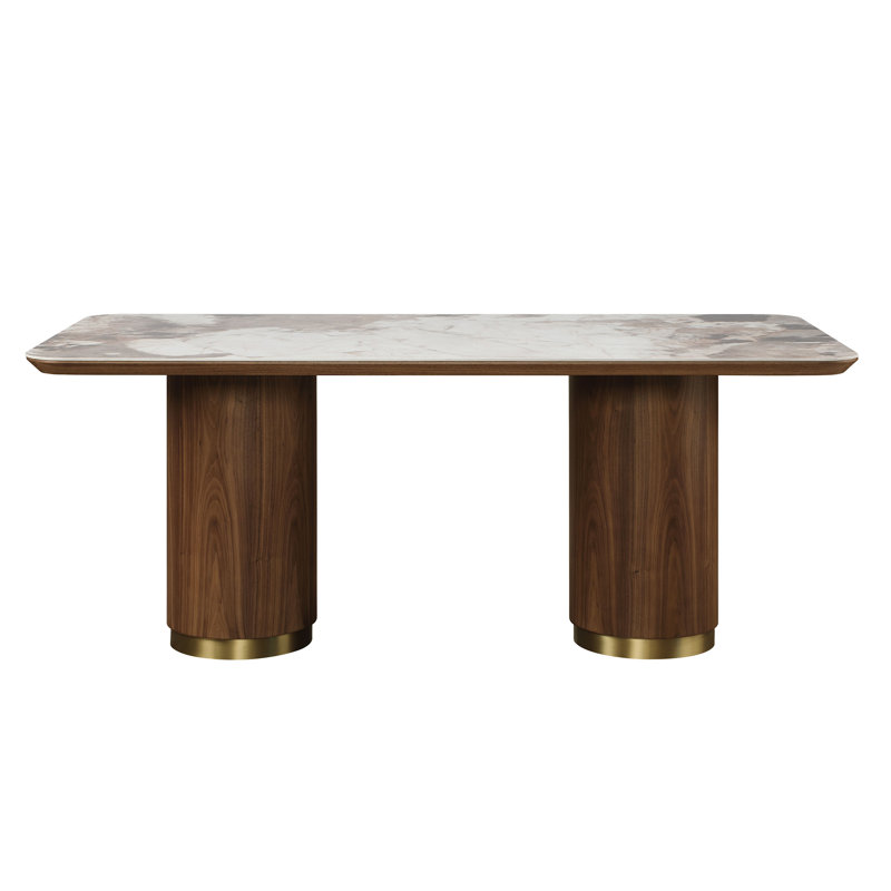 Willene Ceramic Top & Walnut Finish Dining Table