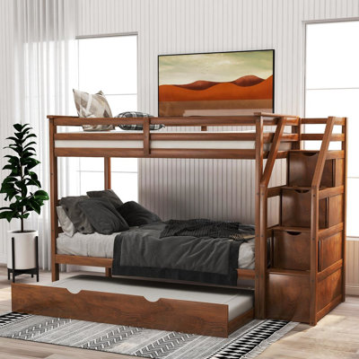 Andrzejewski Kids Twin Over Twin Bunk Bed with Trundle with Drawers