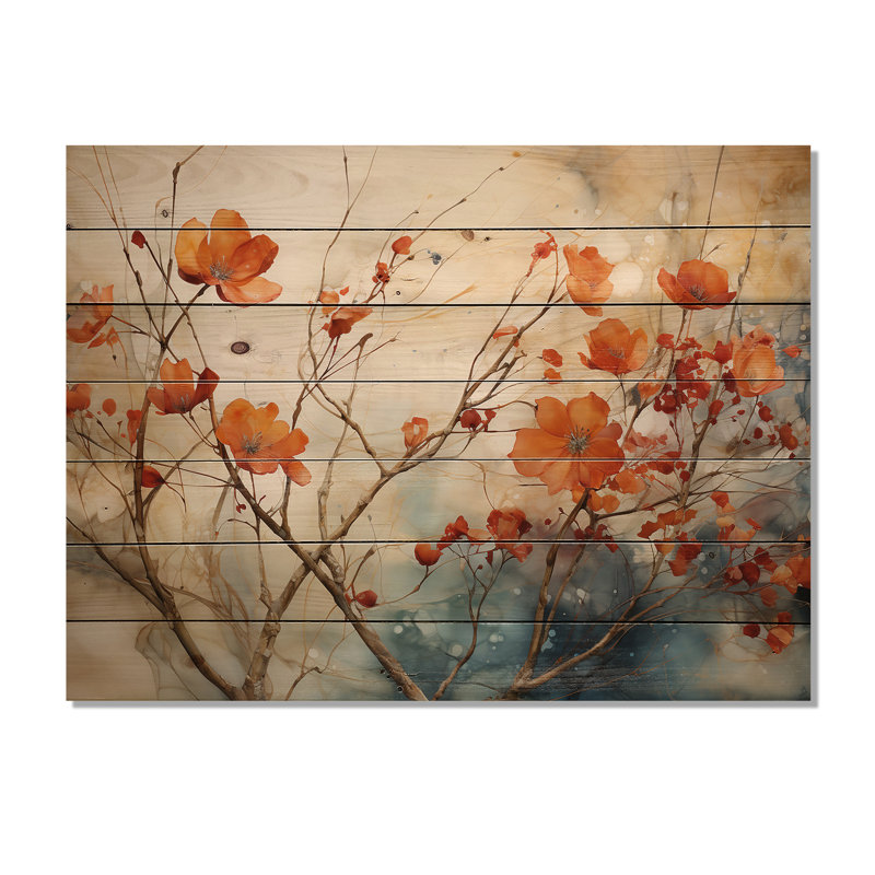 «Maple Trees Glowing Embers II» sur bois, H 24 po x l 32 po x P 0,78 po