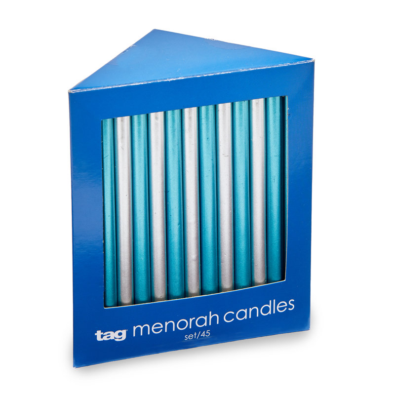 Bougies coniques en paraffine bleu métallique pour Hanoukka, 45