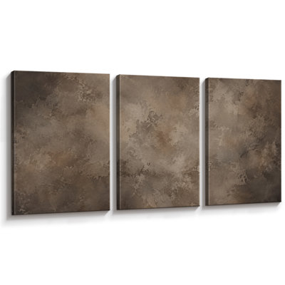 Tableau abstrait sombre aux tons brun moka foncé et taupe, avec des formes nuageuses, décoration murale pour chambre, impression giclée sur toile en 3 parties - 61 x 91 cm (24 x 36 pouces)