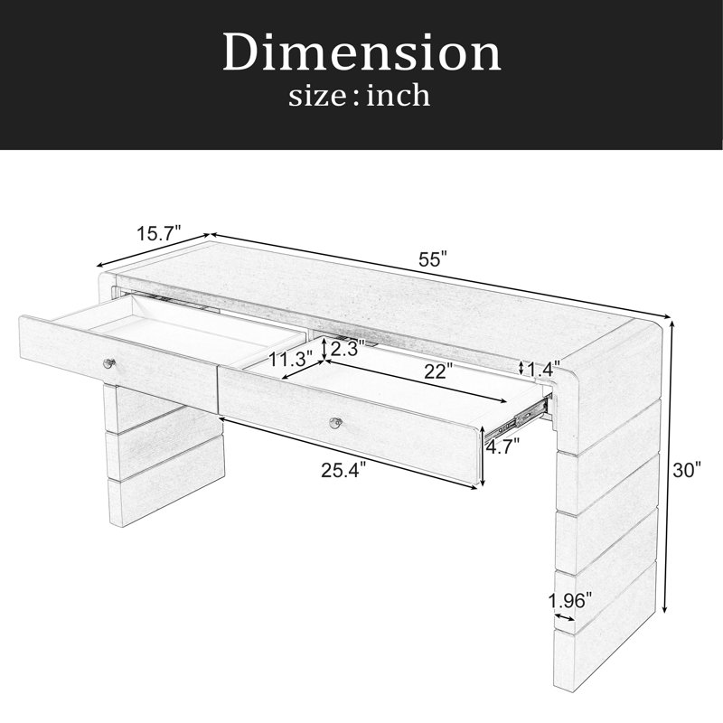 Console incurvée avec rangement, table d'entrée en bois avec 2 tiroirs, consoles rustiques de ferme pour le vestibule, le couloir et le salon