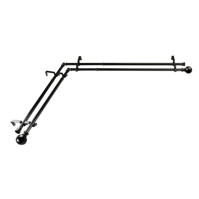 Tringle à rideaux double Hatfield, Noir, L 66 po x l 120 po