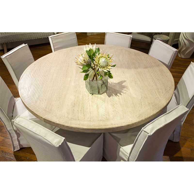 Harley Round Reclaimed Pine Dining Table with Cross Base, 30'' H x 60" W x 60" L, Brown