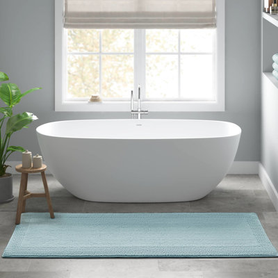 24x44" 100% Cotton Reversible Blue 3000 Gsm Bath Rug - Heavyweight, Feel, Long Term Care