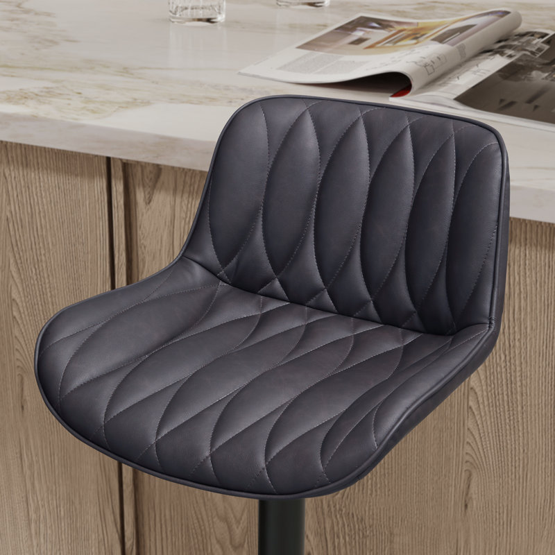 Febe Swivel Adjustable Height Bar Stool, Blackbrown