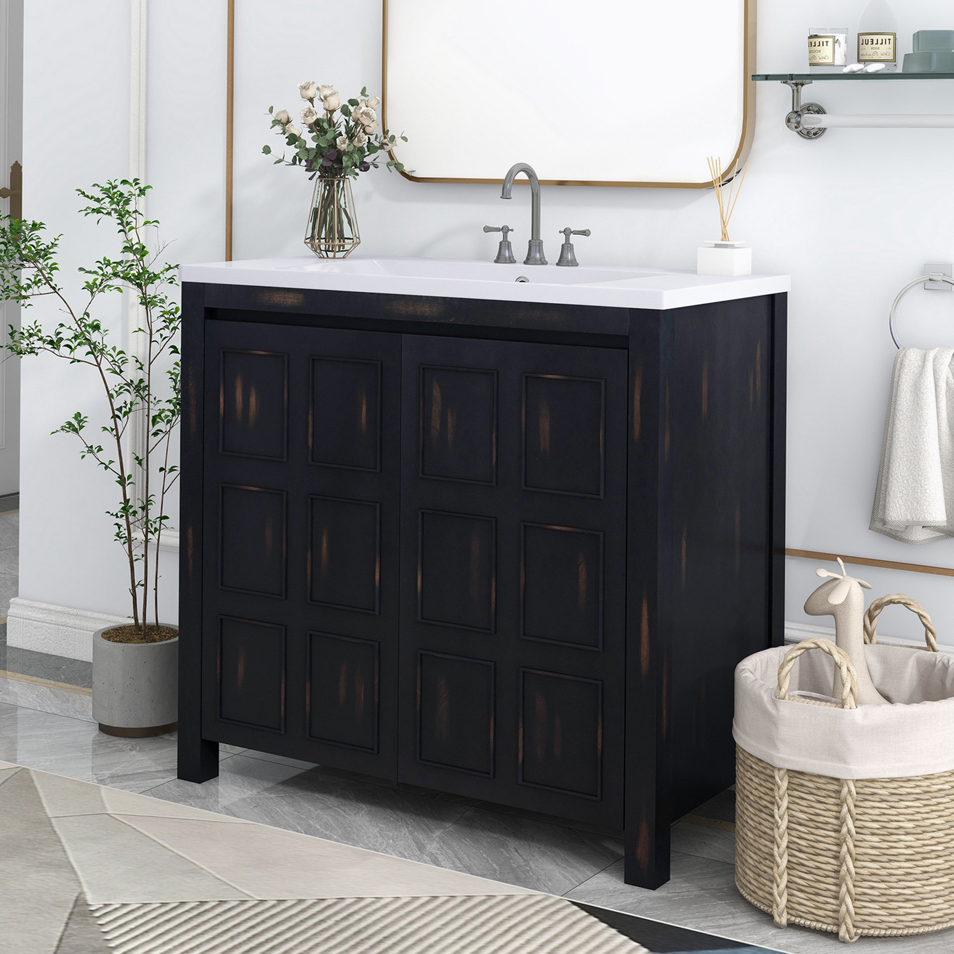 Ebern Designs Maitlin 36'' Free Standing Single Bathroom Vanity with ...